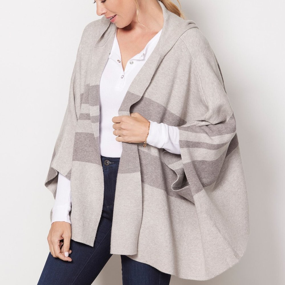 Evereve Rochelle Hooded Poncho Gray Size XS/S